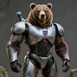 grizzly bear robocop, photo, detailed, 4k