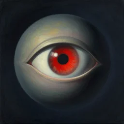 the all seing sphere with the scarlet eye by Renne Magriette, surrealism