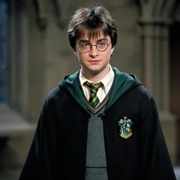 Movie still of Harry Potter as a Slytherin