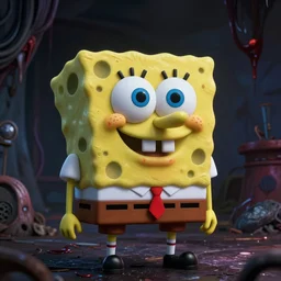 spongebob, monster, dark, horror, horrible, stylized, artstation, hd, cgsociety, cgi, realistic, dramatic, cinematic, artistic, trending, detailed
