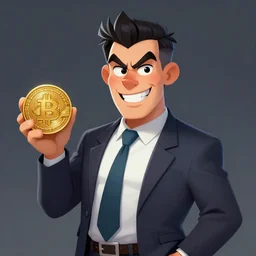 a charicature of an evil cryptocurrency ceo, digital painting, blockchain, furaffinity, furry fandom
