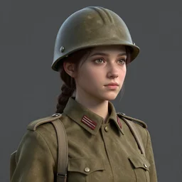young female ww 2 soldier, octane render, cgsociety, artstation trending, rembrandt