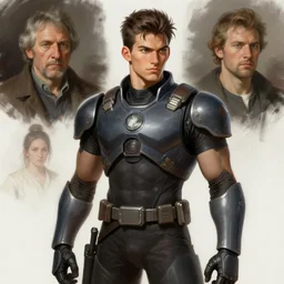 character concept portrait, Troy Barnes, style digital painting, concept art, smooth, sharp focus, illustration, from Metal Gear, by Ruan Jia and Mandy Jurgens and William-Adolphe Bouguereau, Artgerm
