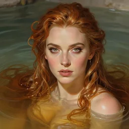 natalie dormer wearing in a pool of honey, beautiful seductive face, intricate, elegant, highly detailed, digital painting, artstation, concept art, smooth, sharp focus, illustration, art by artgerm and greg rutkowski and alphonse mucha, horizon zero dawn 8 k