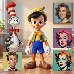 pinocchio by league of legends, dr seuss, national geographic, marvel studios, unreal engine, disney and andy warhol, curated by nvidia raytracing. natural, homely feel digital scandinavian style painting