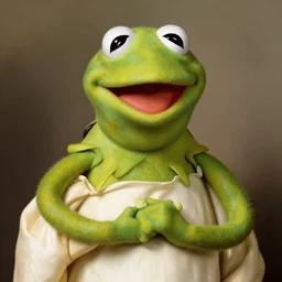 kermit the frog as venus, the birth of venus, renaissance painting, portrait, high definition, detailed, clean, natural tones,