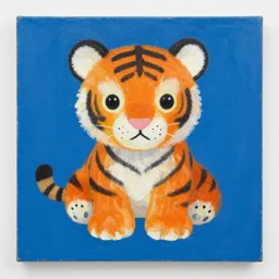 a beautiful painting lovely toy tiger, by kusama yayoi award - winning art color screen printing