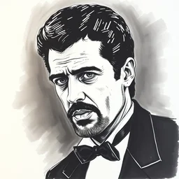 portrait of bruce campbell as scarface, by agnes lawrence pelton, doodle, ink, still - life