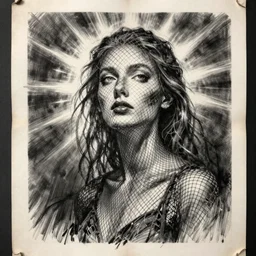 a black and white drawing on an old piece of paper showing a person made out of mesh