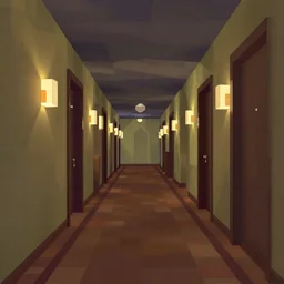 hotel hallway in the style of the game myst, low poly 1 9 9 0 s pc graphics