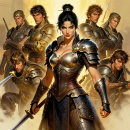 beautiful female warrior by stanley artgerm lau, wlop, rossdraws, frank frazetta, andrei riabovitchev, marc simonetti, tranding on artstation