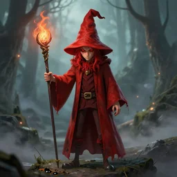 a scrawny and weak red wizard