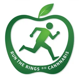 logo run the rings for cannabis, dispensary designed by apple highly detailed, professional high quality 4 k, action shot, dramatic lighting, unreal, cinematic, photorealistic, 3 d render
