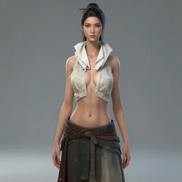 heroine, beautiful, full body portrait, thin but strong viking samurai woman, open shirt, 6 pack, symmetrical beautiful face, relaxed pose, ultra detailed, digital art, 8 k, character, realistic, portrait, hyperrealistic