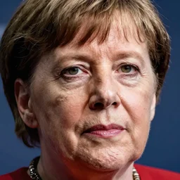 close - up portrait of angela merkel by sarah moon,