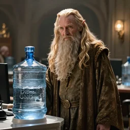 saruman standing at water cooler, office, lotr, elf
