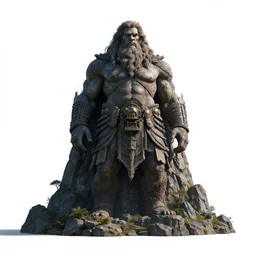 towering hill giant, cinematic studio photo, full body, standing, isolated on a pure white background, centered, whole figure in frame, sharp focus, studio lighting
