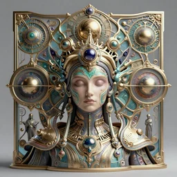 artstation futuristic 3 d model of hyper - detailed beautiful groovypunk queen of saturn in full regal attire. face portrait. art nouveau!!!, symbolist, visionary, baroque, giant fractal details. horizontal symmetry by zdzisław beksinski, iris van herpen, raymond swanland and alphonse mucha. hyper - real, beautiful