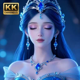 photo of princess of sapphire, she has her eyes closed, glowing, ornate and intricate blue jewelry, jaw dropping beauty, glowing background lighting, blue accent lighting, hyper detailed, award winning photography, 4 k octane render