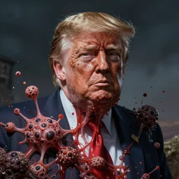 donald trump's repulsive true form bursting from within, pus - filled boils, cysts, oozing pustules, by brian froud
