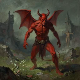 Follow the male devil through hell, male,man,landscape,environment, by Ilse Gort, Olya Bossak, artstation