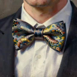 painting concept art impressionist silk worms bowtie, elegant, detailed,