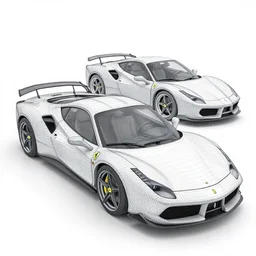 ferarri, 3 d model wireframe