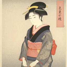 parisian print of a japanese girl in a kimono by kurokawa kengoro, 1 9 7 8, trend