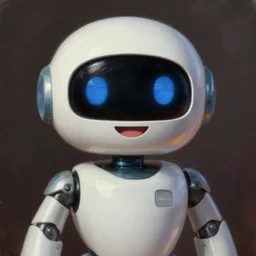 a happy robot mascot, digital painting, masterpiece by rembrandt and thomas kinkade and frank frazetta, stylized yet realistic faces and anatomy, advanced lighting technology, beautiful, gorgeous brush strokes