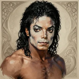 michael jackson! deathmetal! very close portrait of angry rugged barbarian, muscular, upper body, 👅 👅 , D&D, fantasy, intricate, elegant, highly detailed, digital painting, artstation, concept art, smooth, sharp focus, illustration, art by artgerm and greg rutkowski and alphonse mucha