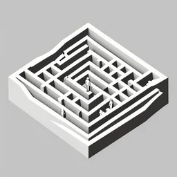 isometric projection maze monochrome identical people