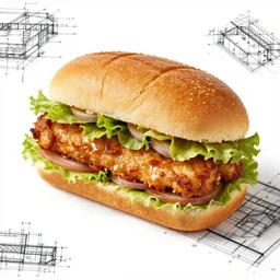 detailed building plans for a chicken sandwich