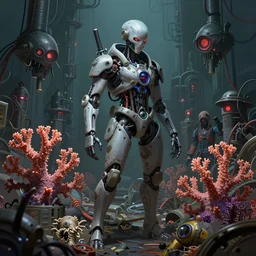 cyberpunk coral cyborg in a bio hazard soviet environment, highly detailed, digital painting, trending on artstation, concept art, sharp focus, illustration, art by artgerm and greg rutkowski and magali villeneuve