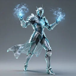 a portrait of scare magician in glass armor releasing spell, full height, moving forward, concept art, trending on artstation, highly detailed, intricate, sharp focus, digital art, 8 k