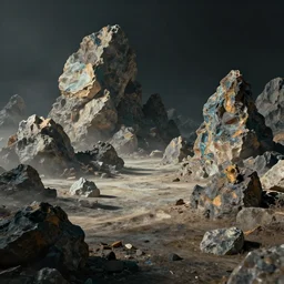 abstract art with a theme on mineral rocks, empty world environment landscape. no people nor cars. sharp focus, cinematic pose, cinematic lighting, unreal engine render. art by josan gonzales and moebius and deathburger.