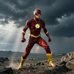 film still of jack black playing the flash by zach snyder, epic lighting storm speed force