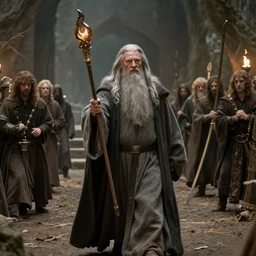 shamanic ritual run by gandalf, a scene from lord of the rings,