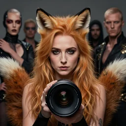 natalie dormer wearing fox tail, depth of field, zeiss lens, detailed, symmetrical, centered, fashion photoshoot, by nicoletta ceccoli, mark ryden, lostfish, earl nore, hyung tae, frank frazetta, breathtaking, 8 k resolution, extremely detailed, beautiful, establishing shot, artistic, hyperrealistic, octane render, seductive lighting,