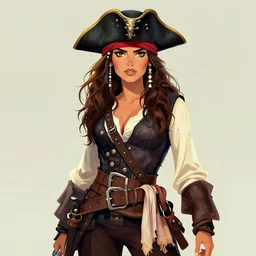 gina rodriguez as a pirate, digital illustration, by artgerm and greg rutkowski,
