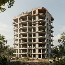 a beautiful photorealistic render of in - law suite unfinished building nature city urbex building by albert bierstadt, synthwave, archdaily, wallpaper, highly detailed, trending on artstation.