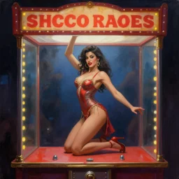 a beautiful matte painting of a peep show, a beautiful stripper dancing on the table, artstation, by greg rutkowski