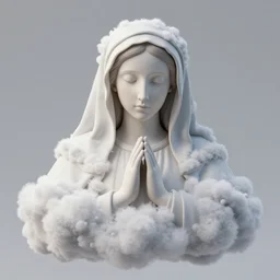 3 d virgin mary face in form of puffy clouds unreal engine maya octane render