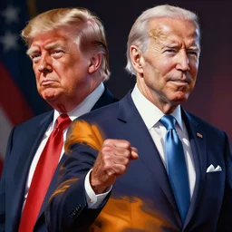 : president trump and biden as anime cartoon character design dragonball z