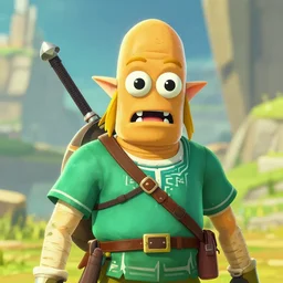 an in game portrait of bender rodriguez from the legend of zelda breath of the wild, breath of the wild art style.