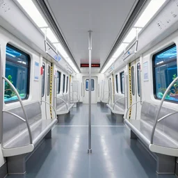 a futuristic subway car with aquariums instead of car windows, interior design, volumetric light, reflective floor, by kacper niepokolczycki and ward lindhout and bogna gawronska and alicja uzarowska and simon besombes. trending on artstation