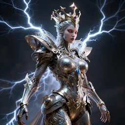 queen of electricity, 4 k, intricate, detailed, jaw dropping, surreal, octane render