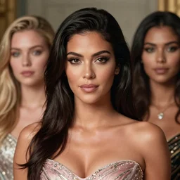 promotional photo for the movie princess of mars starring a young woman who is a genetic mix of kim kardashian and megan fox and gal godot and madison beer and adriana lima as dejah thoris as the sultry dejah thoris, detailed, dynamic lighting, heroic pose, 8 k hdr movie poster, frank frazetta and boris vallejo and greg rutkowski, wide angle