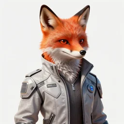 hyperdetailed anthropomorphic fox wearing a pale gray sci fiflight jacket, unreal engine, digital painting, vivid colors, vibrant colors, sharp focus illustration, artstation hq. intricate, elegant, medium shot, art by artgerm and greg rutkowski and magali villeneuve
