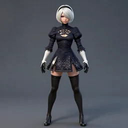 full body portrait of 2B nier automata wearing skin tight clothes screenshot from the video game Team Fortress 2 digital art trending on Artstation, CGSociety