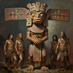 totem animal totem aztek greeble tribal  Tim Hildebrandt, Wayne Barlowe, Bruce Pennington, donato giancola, larry elmore, oil on canvas, masterpiece, trending on artstation, featured on pixiv, cinematic composition, dramatic pose, beautiful lighting, sharp, details, hyper-detailed, HD, HDR, 4K, 8K
